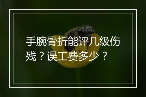 手腕骨折能评几级伤残？误工费多少？