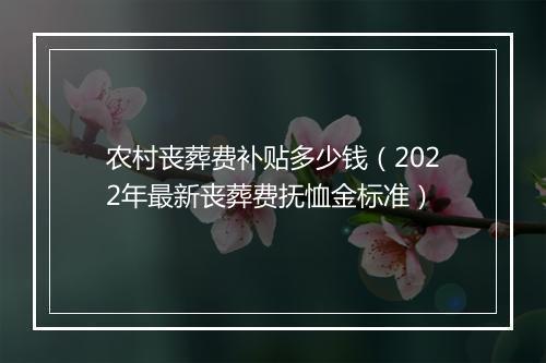 农村丧葬费补贴多少钱（2022年最新丧葬费抚恤金标准）