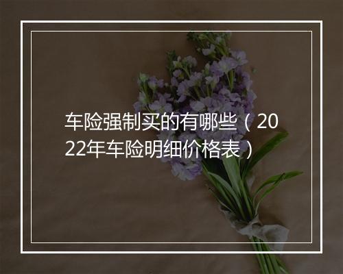 车险强制买的有哪些（2022年车险明细价格表）