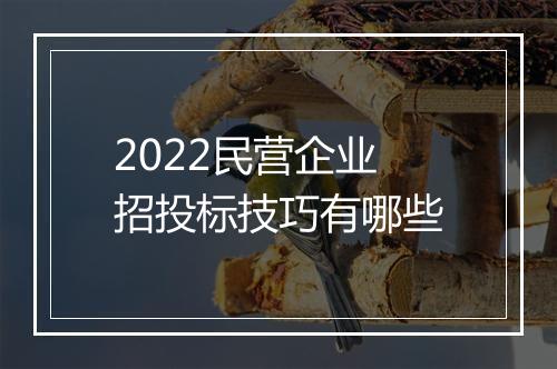 2022民营企业招投标技巧有哪些