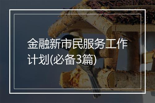 金融新市民服务工作计划(必备3篇)