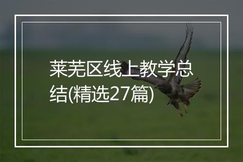 莱芜区线上教学总结(精选27篇)