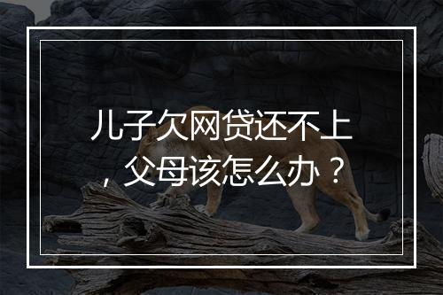 儿子欠网贷还不上，父母该怎么办？