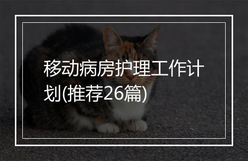 移动病房护理工作计划(推荐26篇)