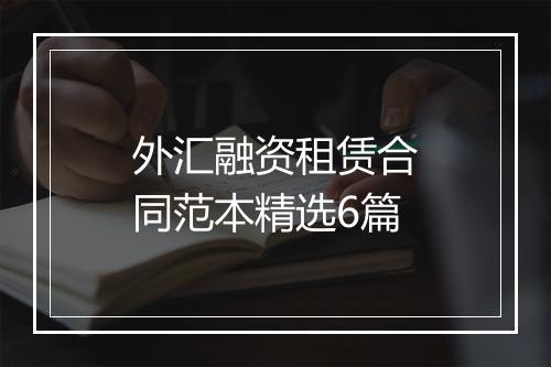 外汇融资租赁合同范本精选6篇