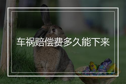 车祸赔偿费多久能下来