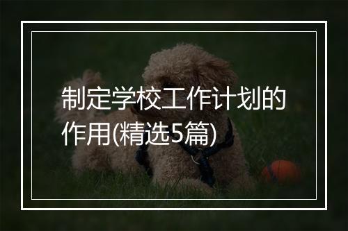 制定学校工作计划的作用(精选5篇)