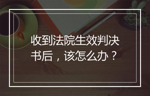 收到法院生效判决书后，该怎么办？