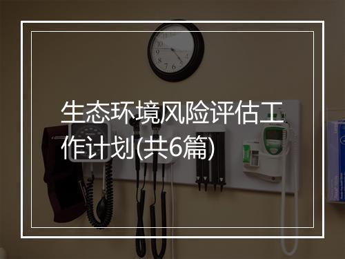 生态环境风险评估工作计划(共6篇)