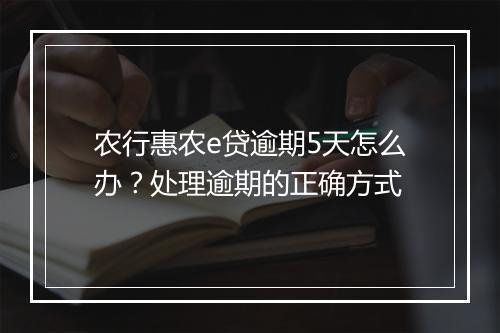 农行惠农e贷逾期5天怎么办？处理逾期的正确方式