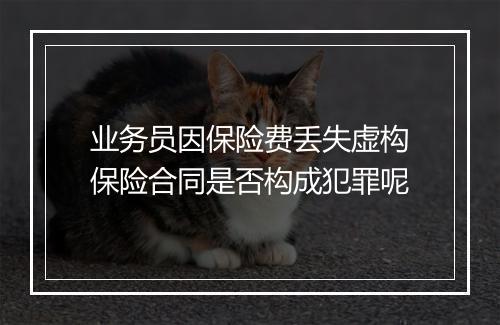 业务员因保险费丢失虚构保险合同是否构成犯罪呢
