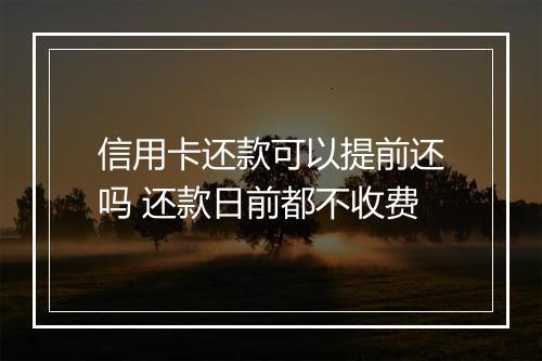 信用卡还款可以提前还吗 还款日前都不收费