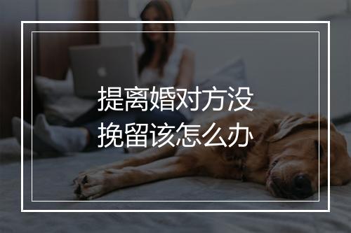 提离婚对方没挽留该怎么办