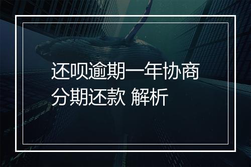 还呗逾期一年协商分期还款 解析