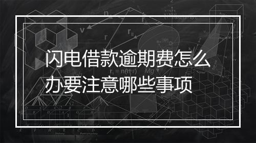 闪电借款逾期费怎么办要注意哪些事项