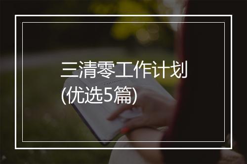 三清零工作计划(优选5篇)