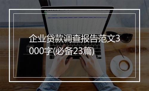 企业贷款调查报告范文3000字(必备23篇)