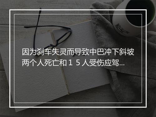 因为刹车失灵而导致中巴冲下斜坡两个人死亡和１５人受伤应驾驶员承担法律什么刑事责任？　