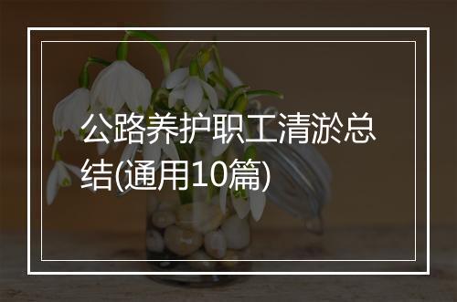 公路养护职工清淤总结(通用10篇)
