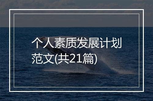 个人素质发展计划范文(共21篇)