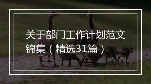 关于部门工作计划范文锦集（精选31篇）