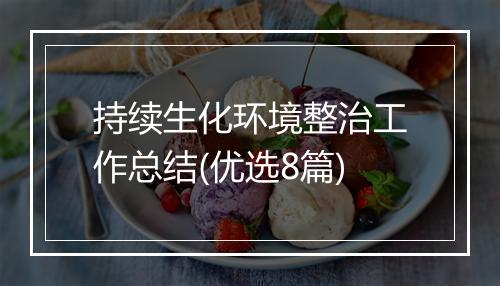 持续生化环境整治工作总结(优选8篇)