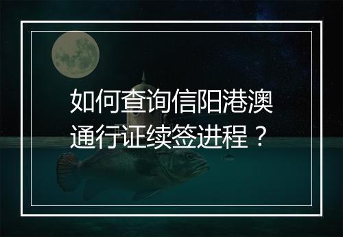 如何查询信阳港澳通行证续签进程？