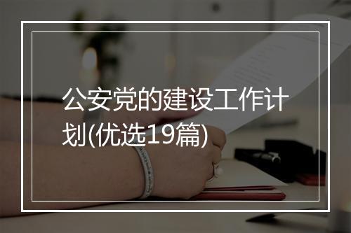公安党的建设工作计划(优选19篇)