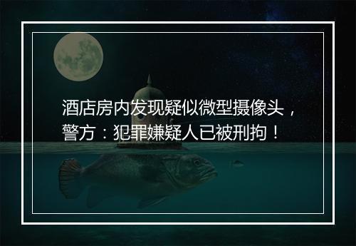 酒店房内发现疑似微型摄像头，警方：犯罪嫌疑人已被刑拘！