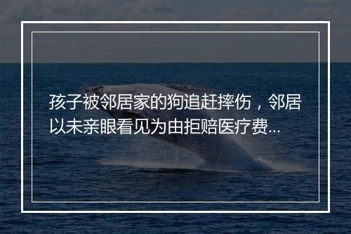 孩子被邻居家的狗追赶摔伤，邻居以未亲眼看见为由拒赔医疗费，该怎么办？