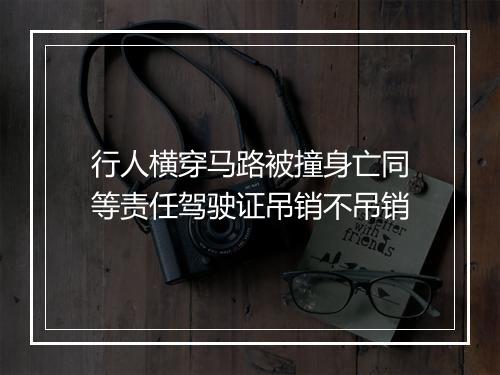 行人横穿马路被撞身亡同等责任驾驶证吊销不吊销