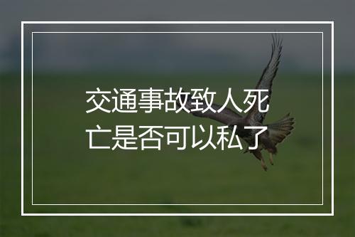 交通事故致人死亡是否可以私了