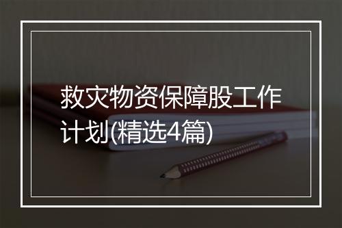 救灾物资保障股工作计划(精选4篇)
