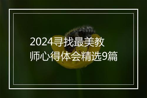 2024寻找最美教师心得体会精选9篇