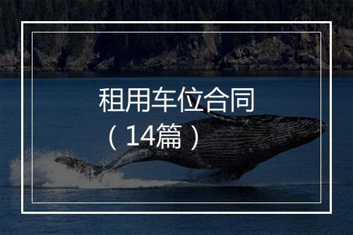 租用车位合同（14篇）
