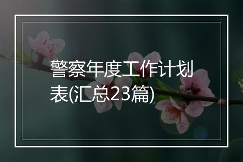 警察年度工作计划表(汇总23篇)