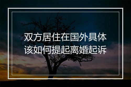 双方居住在国外具体该如何提起离婚起诉