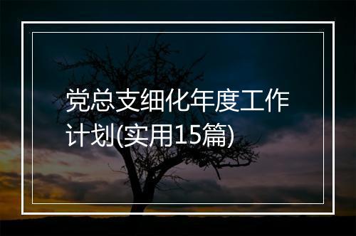 党总支细化年度工作计划(实用15篇)