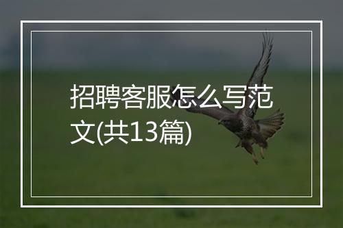 招聘客服怎么写范文(共13篇)