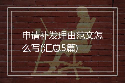 申请补发理由范文怎么写(汇总5篇)