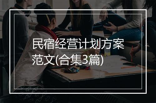 民宿经营计划方案范文(合集3篇)