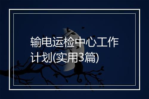 输电运检中心工作计划(实用3篇)