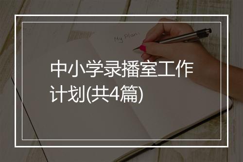 中小学录播室工作计划(共4篇)