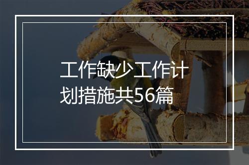 工作缺少工作计划措施共56篇
