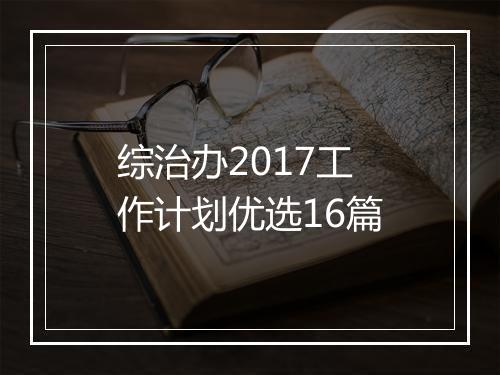 综治办2017工作计划优选16篇