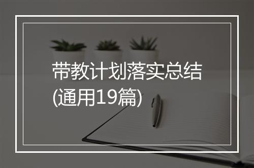 带教计划落实总结(通用19篇)