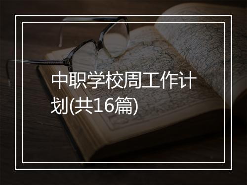 中职学校周工作计划(共16篇)
