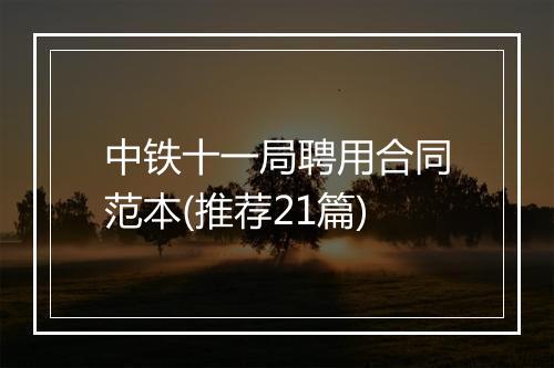 中铁十一局聘用合同范本(推荐21篇)