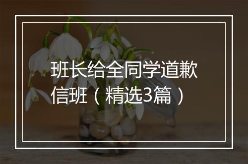 班长给全同学道歉信班（精选3篇）