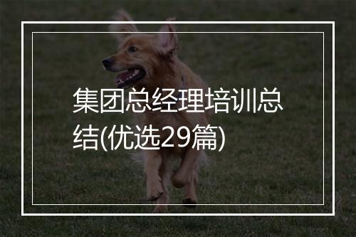 集团总经理培训总结(优选29篇)